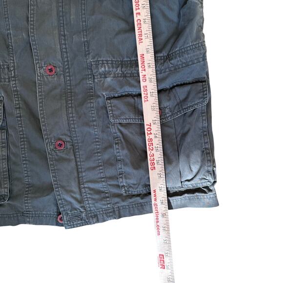 L.L.Bean Jacket Men's Medium Army Green Washed Cotton Cargo Utility Barn Coat - Picture 8 of 9